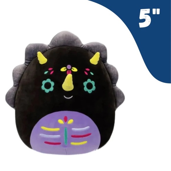 NWT 🇺🇸 NWT 🇺🇸 Squishmallow Tetero the Day of the Dead Triceratops 5" - Picture 7 of 7